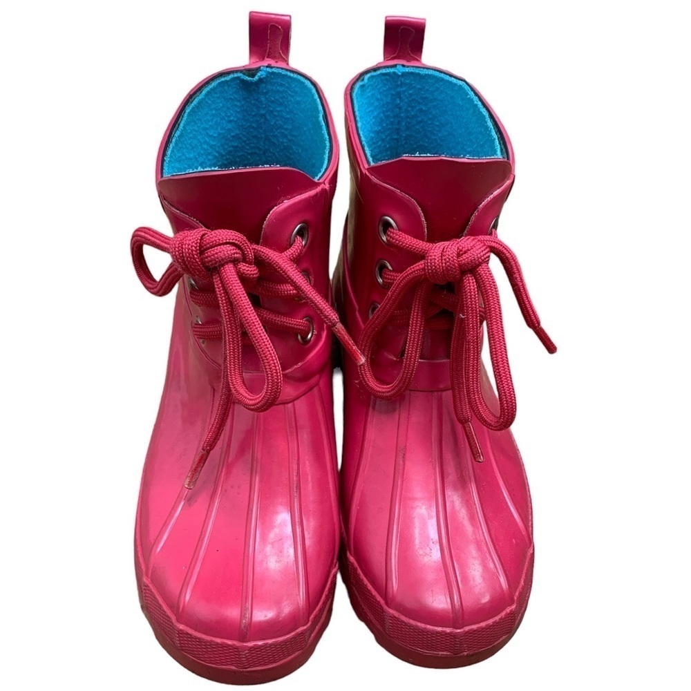 Capelli of New York Hot Pink Lace Up Rain Duck Boots sz 1-2